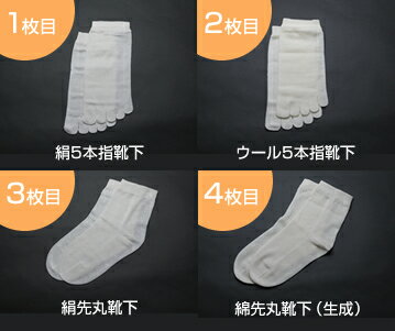 【JN正活絹】冷えとり靴下4枚セット（2枚目ウール