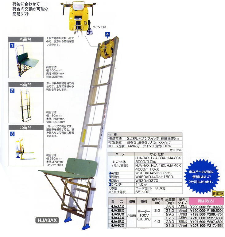 ハセガワ　HASEGAWA　荷揚機　JA4BX　らくらくリフト　（旧品番HJA）