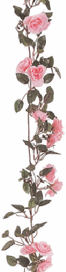 【観葉植物・グリーンデコ洋風】　ミニローズ　ガーランド　ピンク　180cm　リアルな人工植物
