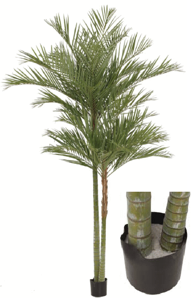 【大型観葉植物・グリーンデコ】　アレカパーム2本立　3.2m　メンテが楽でリアルな人工植物