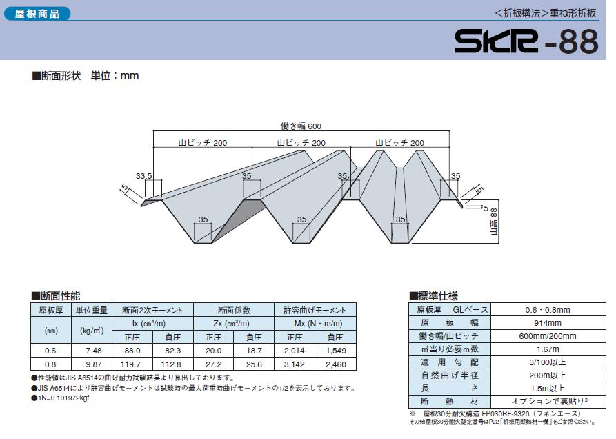 *折板（セッパン）金属屋根カーポート屋根　88 タイプ無塗装　厚み0.6mm長さ7000ミ…...:kenzai-station:10002279