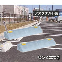 駐車場・ガレージのコンクリート製車止め（カーストッパー）NSP-100B 幅600mm高100mm低車高タイプ アスファルト用ピン付き　2個セット