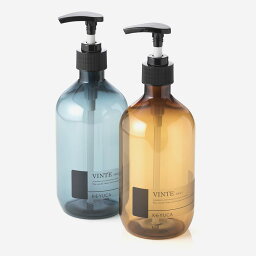 【KEYUCA公式店】ケユカ VINTE ボトル 500ml[ソープディスペンサー 詰め替えボトル ソープボトル プラスチック シャンプーボトル サニタリー モダン ブルーグリーン オレンジ ギフト ディスペンサーボトル ディスペンサー 詰替ボトル ポンプボトル おしゃれ シャンプー]