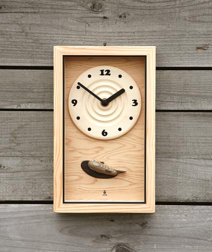 「キコリの時計」　木の振子時計　【岩魚の時計】