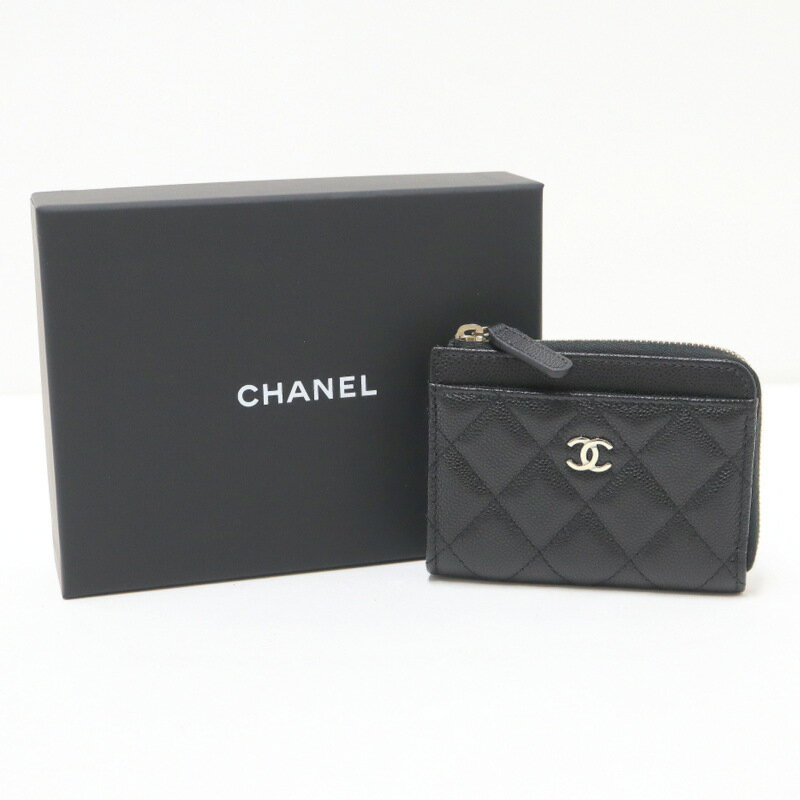 【CHANEL】シャネル クラシック ジップコインケース キャビアスキン ブラック×シャンパンゴールド金具 AP4893【中古】【代金引換不可】/br6311br