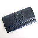【GUCCI】グッチ 二つ折り長財布 ソーホー レザー ネイビー×ゴールド金具 282414【中古】【代金引換不可】/kt05505ik