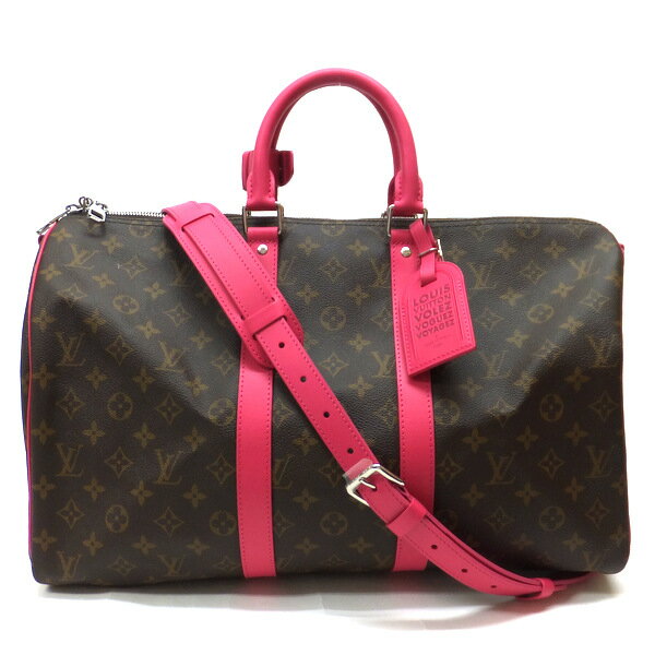 【★LOUIS VUITTON★】ルイヴィトン　『キーポルバンドリエール《45》』　《モノグラム・マカサー》ルイヴィトンカラーマニアコレクション/M13807/RFID/ポンディシェリピンク/PVCキャンバス×レザー/ボストンバッグ/旅行/トラベルバッグ/KEEPALL45　38856k0295　＠【中古】