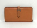 【HERMES】エルメス ベアンスフレ 二つ折り長財布 シェーブル レザー フー×シルバー金具 □Q刻印【中古】/br26262