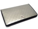 【★送料込★】 CHANEL シャネル 『フラップウォレット/2つ折り長財布』 A33911/ビコローレ×メタリックシルバー/ブラック×レザー×シルバー金具/コンパクト財布/カード/小銭入れ/財布/COCOボタン/CC/ピコローレ/Bicolore/レディース 27044md1129 @【中古】