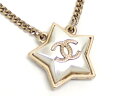 【★美品★】《送料込》 CHANEL 『スターペンダント』 パールホワイト/ココマーク/シャンパンゴールド/メタル/ネックレス/アクセサリー/ジュエリー/コスチューム/星/シャネル【★セレブ愛用★】 27441K0189 @【中古】