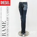 ★DIESEL ディーゼル デニムギャラリー レディース★ユーズドダメージペイント加工パッチワークデザインブーツカットジーンズデニムパンツ【RAME】【W26〜30】【L32・34】【ダークインディゴ】die-l-p-48-007 《メーカー希望小売価格19,950円》