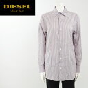 ★DIESEL BLACK GOLD ディーゼル ブラックゴールド レディース★ストライプ柄 長袖 コットン シャツ【SAFYF-FS】【サイズXS・S】【ホワイト×ワインレッド】die-l-t-58-515