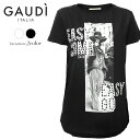 ★GAUDI ガウディ レディース★前身頃シフォン ゴールドパイピング ラインストーン 半袖 Tシャツ カットソー【サイズXS・S】【2カラー】gau-l-t-78-223 《メーカー希望小売価格11,880円》