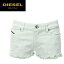 ★DIESEL BLACK GOLD ディーゼル ブラックゴールド レディース★上塗りペイント加工 フリンジ フレイドヘム ショートデニムパンツ ショートパンツ【SELLY】【W24〜28】【アッシュグリーン】die-l-p-80-526 《メーカー希望小売価格34,560円》
