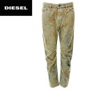 ★DIESEL ディーゼル レディース★ヴィンテージユーズド加工 総柄 ムラ染め ボーイフレンド ジーンズ デニム パンツ【EAZEE】【W23〜30】【L32】【カーキブラウン】die-l-p-90-217 《メーカー希望小売価格41,800円》