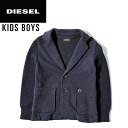 ◆DIESEL KID ディーゼルキッズ ジュニア ボーイ◆袖ニット切替 ストレッチ スウェット生地 子ども服 男の子 テーラードジャケット【SALEK】【SIZE6】【ネイビー】dik-m-o-a4-306 《メーカー希望小売価格19,580円》