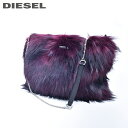 ★DIESEL ディーゼル レディース★ボリュームエコファー 2way ビッグサイズ ショルダークラッチバッグ 鞄【FURRY-CLUTHC】【サイズUNI】【ブラック×ワインパープル】die-l-a-b8-808 《メーカー希望小売価格25,300円》