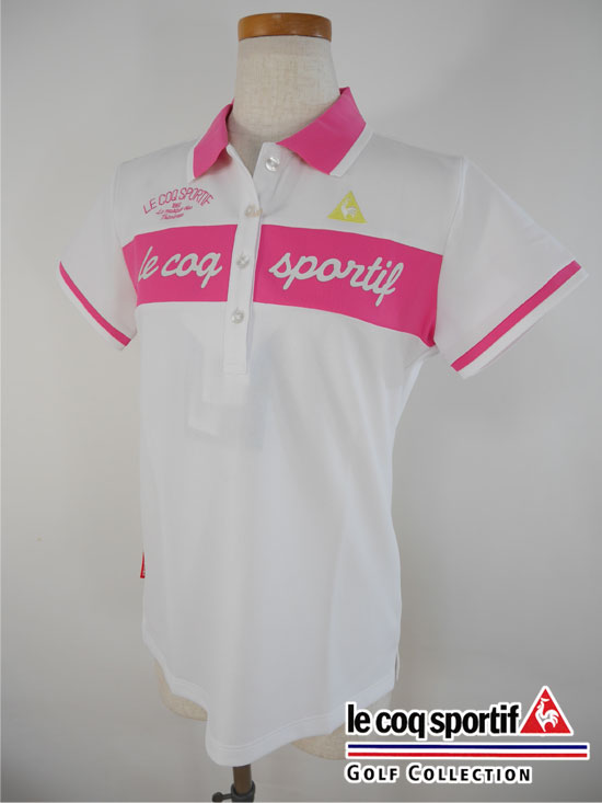 【セール/35％OFF】ルコック ゴルフウェア 半袖シャツ ホワイト(WHT) qgwrja08 【LL寸：レディース】Le coq sportif GOLF ゴルフウエア シャツ レディース【春夏】【期間限定クーポン】【メール便】