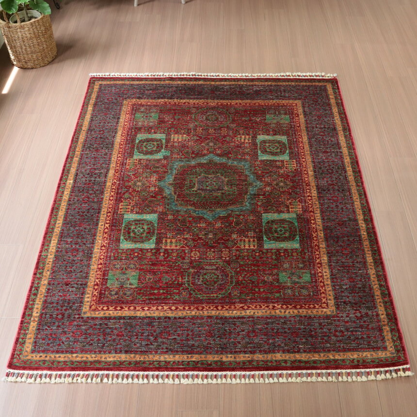 【15%OFFクーポン対象品】トルコ絨毯　マムルーク王朝のアンティークデザイン200×158cmセッヂャーデ