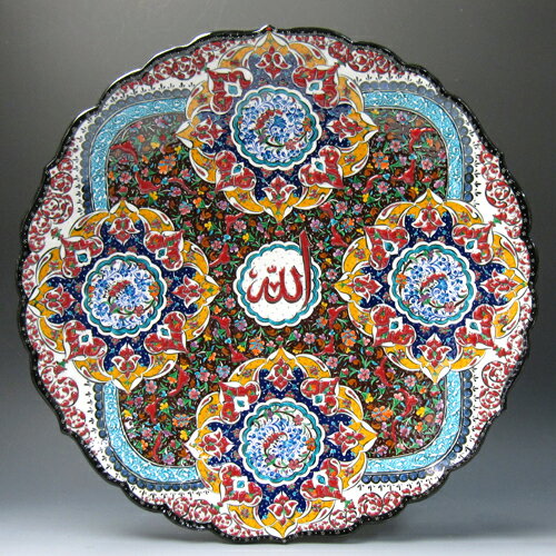 トルコ・キュターヤ陶器　手描き絵皿ミュージアムピース　45cmプレート