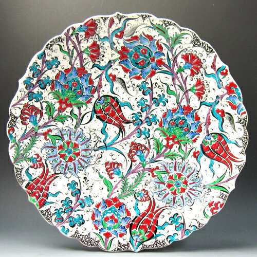 トルコ・キュターヤ陶器　手描き絵皿オットマンクラシック　45cmプレート
