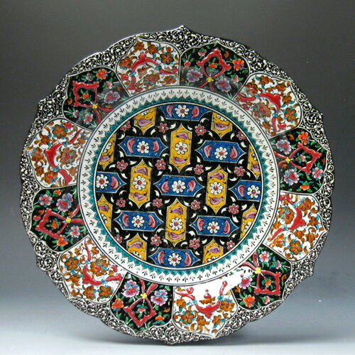 トルコ・キュターヤ陶器　手描き絵皿ミュージアムピース　30cmプレート