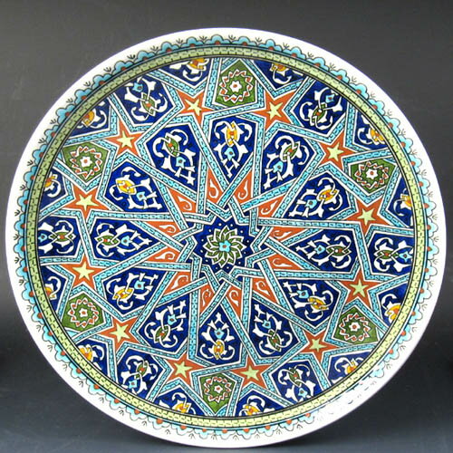 トルコ・キュターヤ陶器　手描き絵皿30cmプレート セルチュクモデル