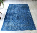 リサイクルラグ(オールドカーペット)・オーバーダイド224x144cmブルー/カリヨラサイズ Orver Dyed Vintage Rug, Blue