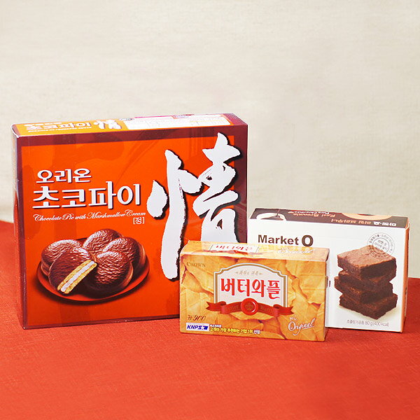 　韓国お菓子3点セット チョコパイ・ブラウニー・バターワッフル
