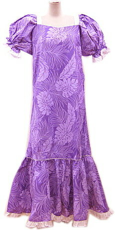【訳あり】【送料無料】4サイズございます。フラダンスドレス ワンピース 紫色地にモンステラ…...:kimono-murata:10003259