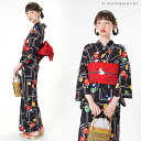 京都きもの町オリジナル 浴衣 セット 女性浴衣3点セット 浴衣セット「黒色 ビリヤード」吸水速乾 花火大会 夏祭り 夏フェスに S フリー TL LL 【メール便不可】ss2012ykl50