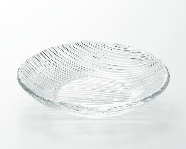 《日本製》流麗　大皿【ガラス 皿】【長皿】◆涼しげな彫り模様がお料理を引き立てる！