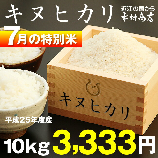 【7月の特別米】キヌヒカリ　環境こだわり米　10kg　【平成25年：滋賀県産】