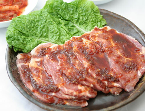 【500g】沖縄島豚の豚肩ロースのタレ漬け[韓国食材　焼肉　焼き肉　バーベキュー　BBQ]