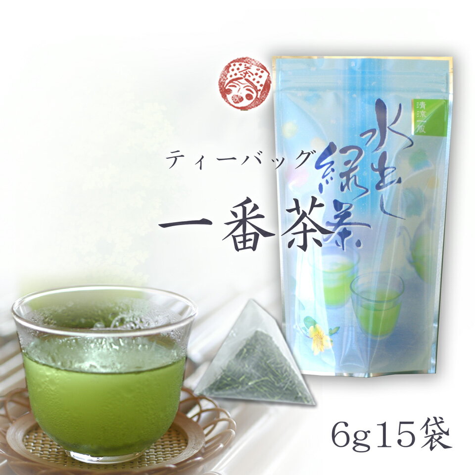 【あさイチで紹介 長生きの秘訣掛川茶】水出し煎茶 冷茶　ティーパック増量6g×15袋入チャック付きスタンド袋【メール便不可】深蒸し一番茶 お茶農家木村園【静岡茶 掛川茶】水出し煎茶　冷茶