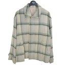 【中古】AURALEE SURI ALPACA SHAGGY CHECK BLOUSON アルパカシャギーブルゾン 20AW グレー グリーンチェック サイズ:4 【061121】(オーラリー)