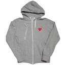 【中古】PLAY COMME des GARCONS Hooded Sweatshirt With 5 Hearts ジップアップパーカー グレー サイズ：M 【230922】（プレイコムデギャルソン）