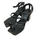 【中古】maison margiela 22 20SS 「Tabi leather sandals」 ストラップ付ヒール足袋サンダル ブラック サイズ:40 【130123】(メゾンマルジェラ)