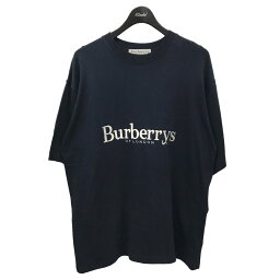 【中古】Burberry’s　ロゴ刺繍 クルーネックTシャツ ネイビー サイズ：M 【211023】（<strong>バーバリー</strong>ズ）