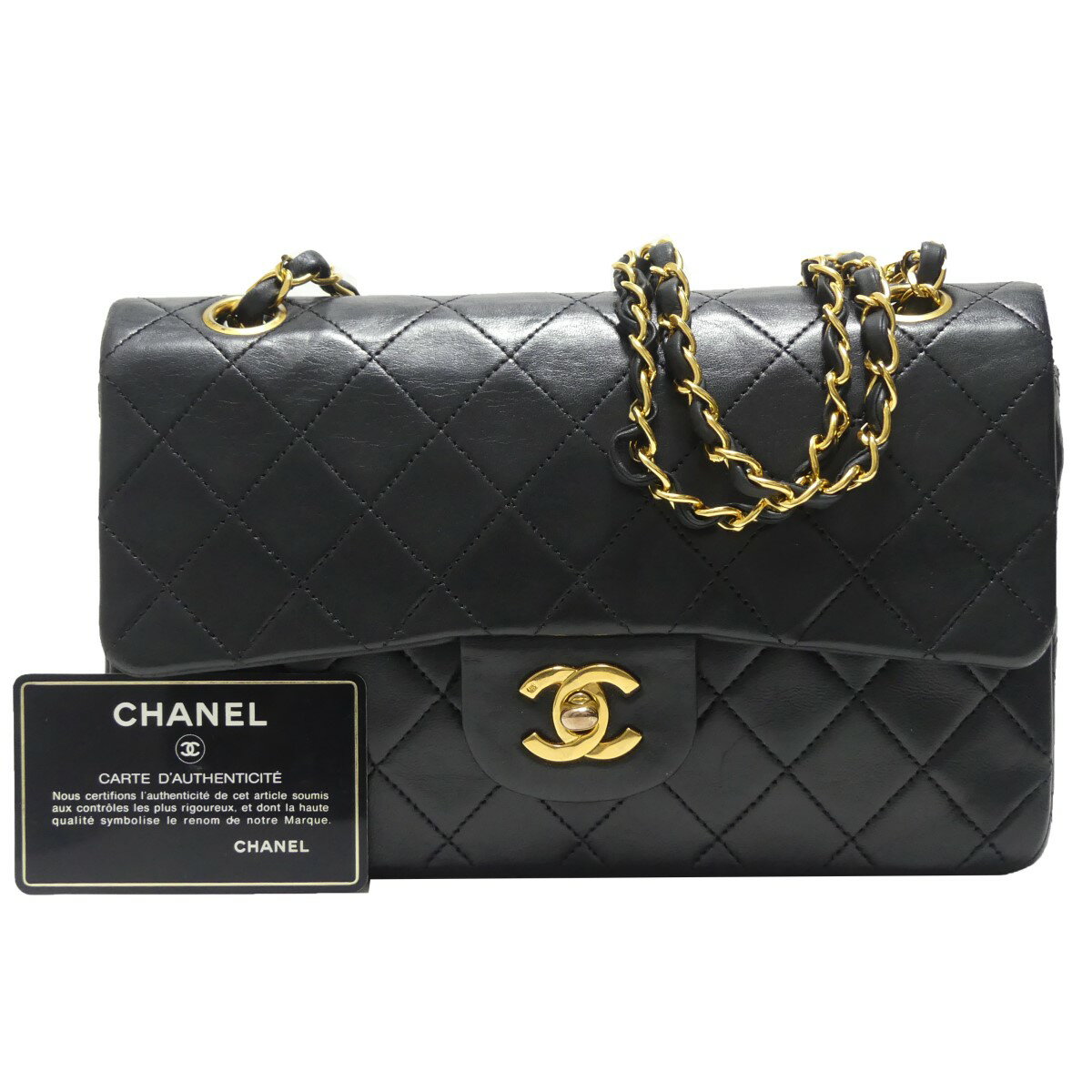 【中古】CHANEL　<strong>マトラッセ</strong>23 ラムスキン <strong>ダブルフラップ</strong> ダブルチェーンショルダーバッグ ブラック サイズ：- 【130524】（<strong>シャネル</strong>）