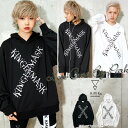 KMK ロゴ クロス ビッグ パーカー原宿 キングリーマスク...