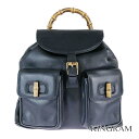 グッチ GUCCI バンブー 003.1119.0016 ブラック レザー バックパック・リュック rhg【中古】