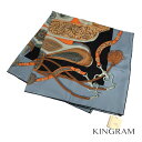 エルメス HERMES カレ90 フェスティバル 001797S-27 ブルー×オレンジ シルク100% レディース スカーフ te【中古】