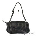 シャネル CHANEL ロゴ チェーンセミショルダーバッグ ブラック ラムスキン ショルダーバッグ kkd【中古】