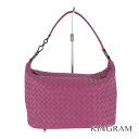 ボッテガヴェネタ BOTTEGAVENETA イントレチャート ワンショルダー パープル系 レザー ハンドバッグ mi【中古】