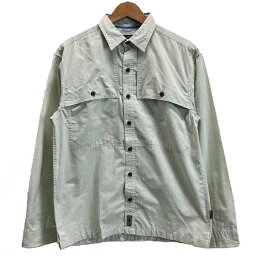 ★ポイント5倍！ 2日20___00~6日9___59★ patagonia チェックシャツ <strong>長袖シャツ</strong> トップス コットン <strong>ポリエステル</strong> レギュラーカラー グラフチェック 胸ポケット メッシュライナー 魚 <strong>アウトドア</strong> 古着