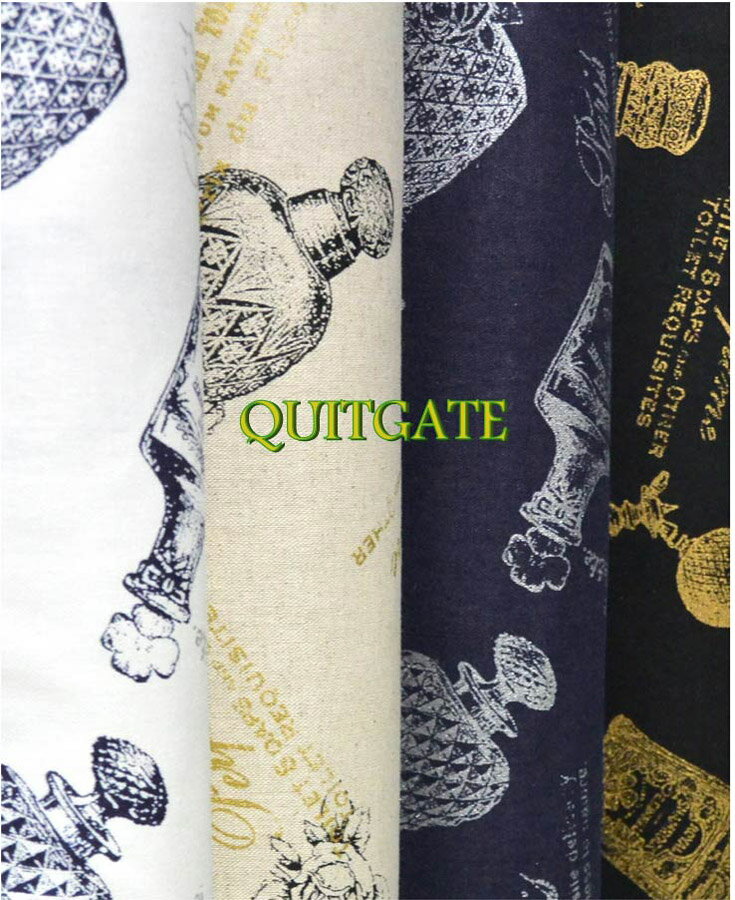 生地　綿麻キャンバス《QUILTGATE シックなコスメティック柄》【50cm単位販売 メール便は2mまで可】【キルトゲイト/布/布地/コットンリネン/キャンバス】（CO23）