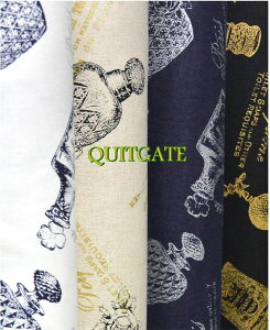 生地　綿麻キャンバス《QUILTGATE シックなコスメティック柄》【50cm単位販売 メール便は2mまで可】【キルトゲイト/布/布地/コットンリネン/キャンバス】（CO23）