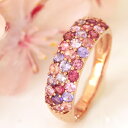 ※サイズ限定ピンクダイヤモンド、ピンクサファイア、ラズベリル・・10種類のピンクジュエル×K18カラーゴールドリング・桜吹雪華やかなパヴェが大人気！