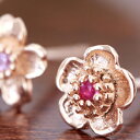 【あす楽対応】桜 ピアス レディース ルビー ピンクサファイア K10・花想 ピンクゴールドピアス ホワイトゴールド 梅 花 カラーストーン モチーフ フラワー 大人可愛いピアス オリジナル 人気 華奢 シンプル 春 桜 アクセサリー 誕生日 ボタニカル柄 ブランド カラフル 宝石